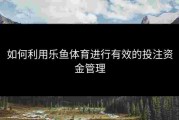 如何利用乐鱼体育进行有效的投注资金管理